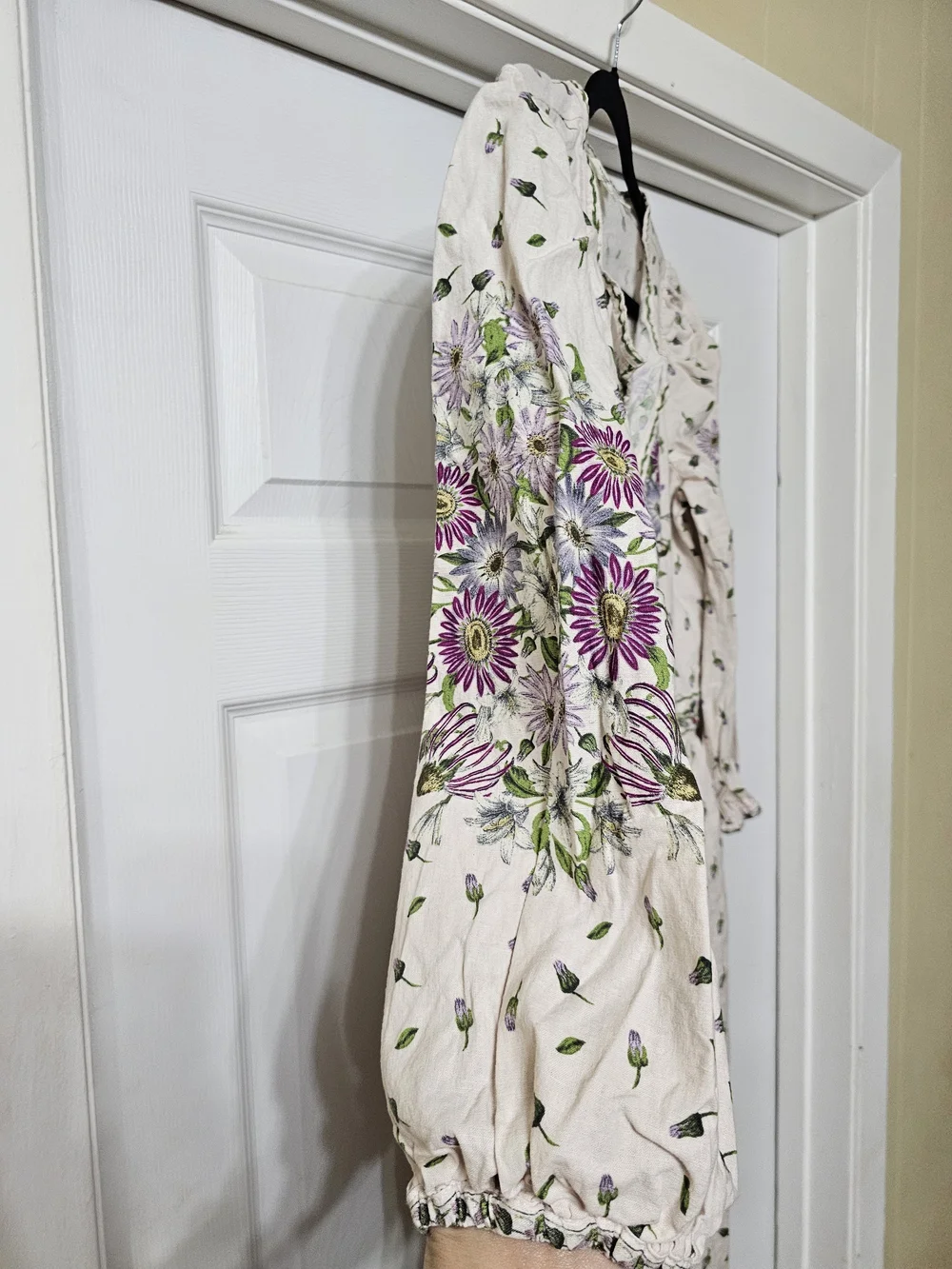 Max Studio Cream Maxi Dress with Purple Floral - Picture 5 of 10